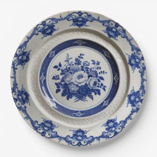Elegant Blue wildflower Floral Ceramic Wedding Paper Plate