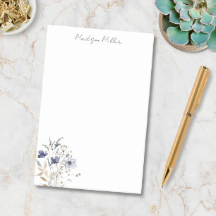 Elegant Blue Wildflower Floral Post-it Notes
