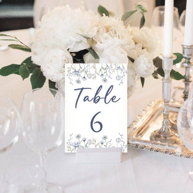 Elegant blue wildflower wedding table numbers (Creator Uploaded)