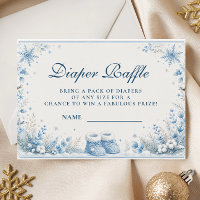 Elegant Blue Winter Baby Shower Diaper Raffle