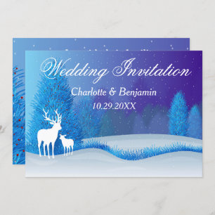 Elegant Blue Winter Snow Landscape Wedding Invit Invitation