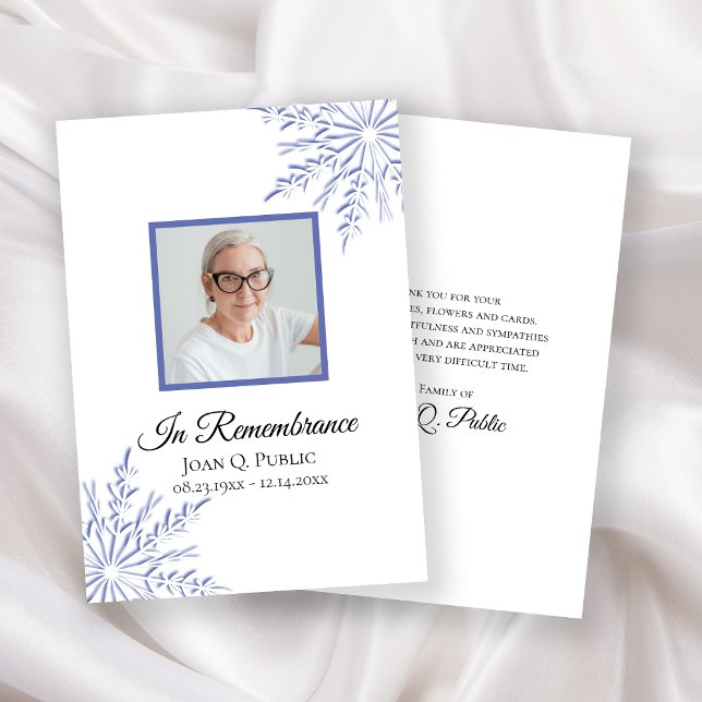 Elegant Blue Winter Snowflake Funeral Sympathy Thank You Card (Creator Uploaded)