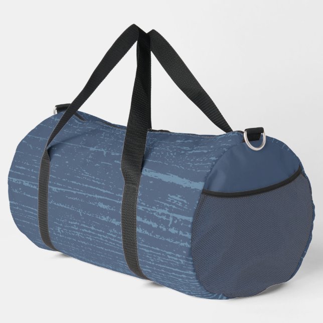 Elegant Blue Wood Grain Duffle Bag (Right Corner)