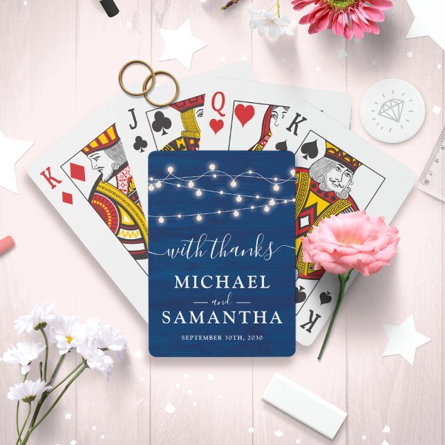 Elegant Blue Wood Rustic Wedding Favour Thank You Playing Cards (Makes a perfect wedding party favor to thank your guests for attending your special day. )