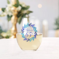 Elegant Blue Wreath 65th Birthday Party