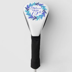 Elegant Blue Wreath 75th Birthday Golf Head Cover