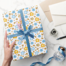 Elegant Blue Yellow Country Rustic Ditsy Floral