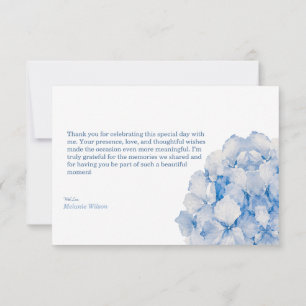 Elegant Bluebell Floral Hydrangea Thank You Card