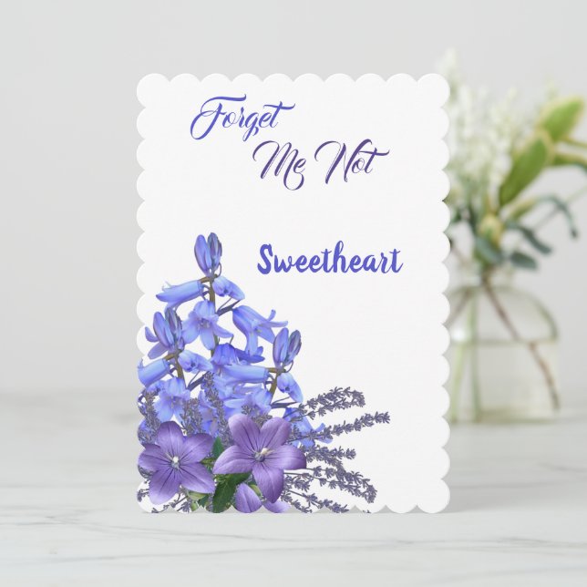  Elegant Bluebell flowers Forget Me Not Valentine  Holiday Card (Standing Front)