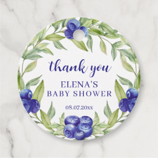 Elegant Blueberries Baby Shower Sweet Thank You Favour Tags
