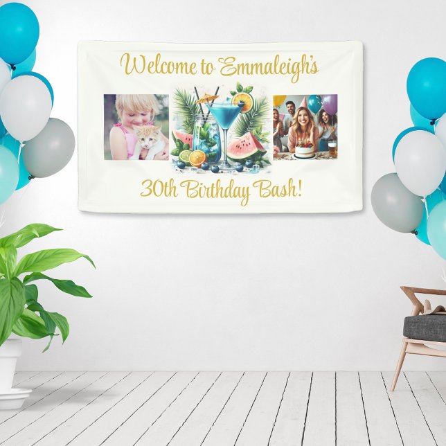 Elegant Blueberry Brunch 30th Birthday Celebration Banner (Creator Uploaded)