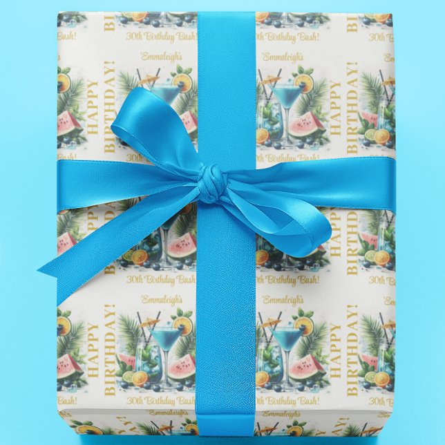 Elegant Blueberry Brunch 30th Birthday Celebration Wrapping Paper (Creator Uploaded)
