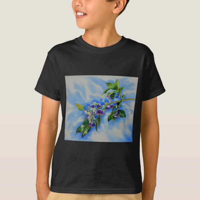 Elegant Blueberry watercolor painting blue fruit  T-Shirt (Front)