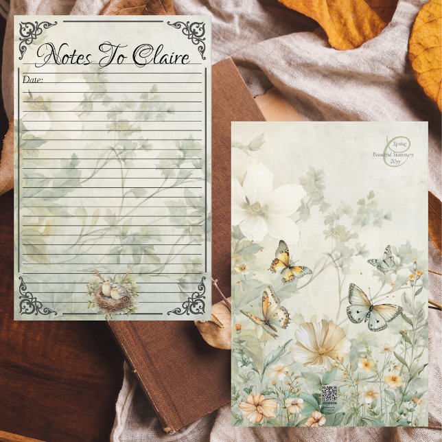 Elegant Bluebirds and Wildflower Meadow Stationery (Elegant Bluebirds and Wildflower Meadow Stationery Paper Front and Back)