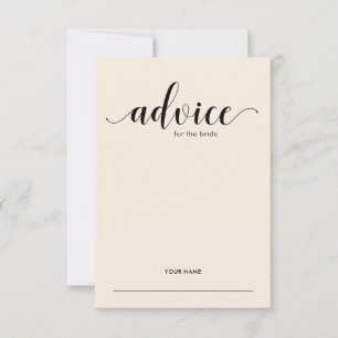 Elegant Blush Advice for the Bride Shower Game Card
