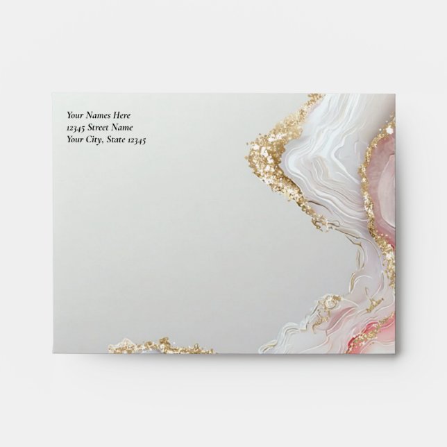Elegant Blush Agate Fluid Ink  Envelope (Front)