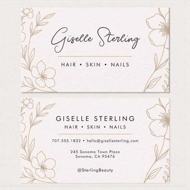 Elegant Blush and Black Botanical Typography Business Card (Creator Uploaded)