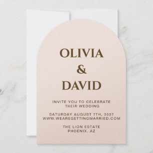 Elegant Blush Arch Wedding Invitation Champagne