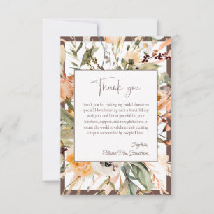 Elegant Blush Autumn Floral Bridal Shower Thank You Card