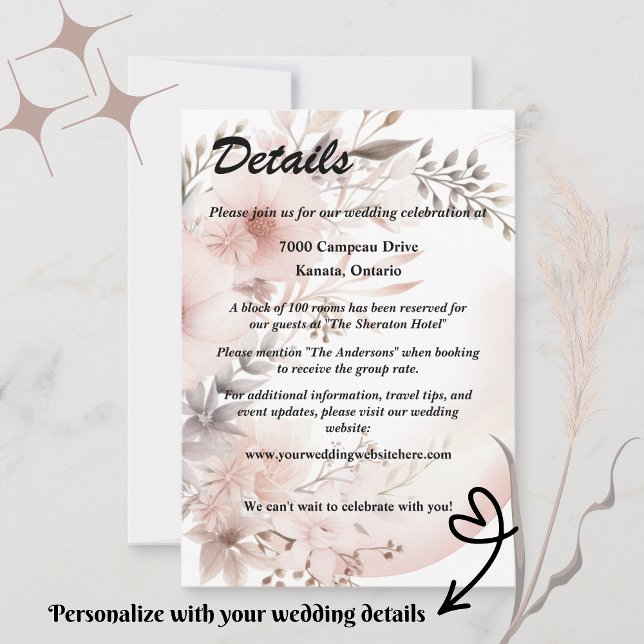 Elegant Blush & Beige Boho Floral Wedding Details  (Set the tone for your romantic celebration with our elegant boho blush & beige wedding suite)