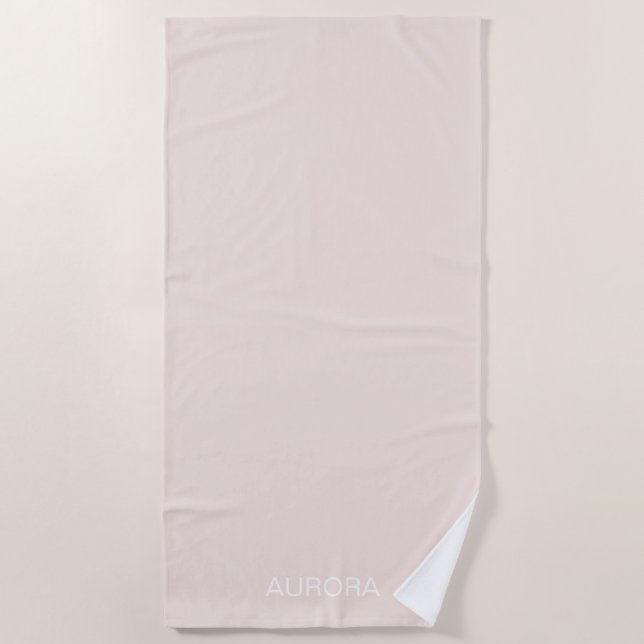 Elegant Blush Beige Personalised Name  Beach Towel (Front)