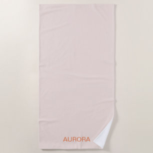 Elegant Blush Beige Personalised Name Beach Towel