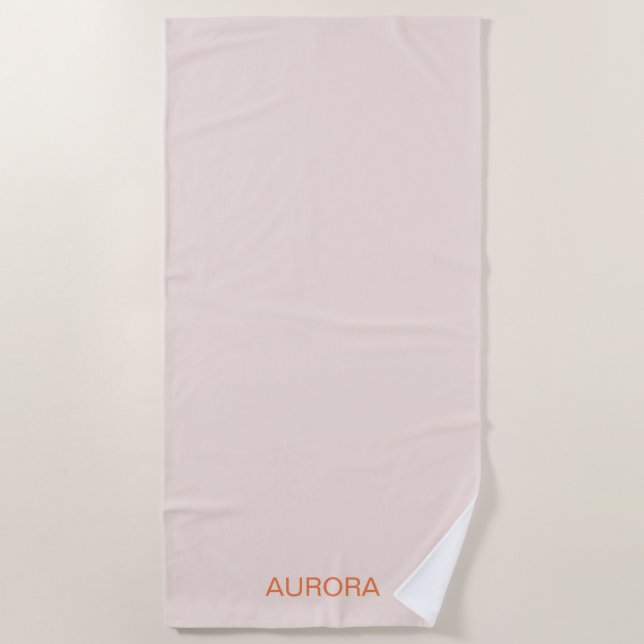 Elegant Blush Beige Personalised Name  Beach Towel (Front)
