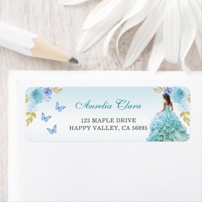 Elegant Blush Blue Floral Quinceañera Return (Insitu)