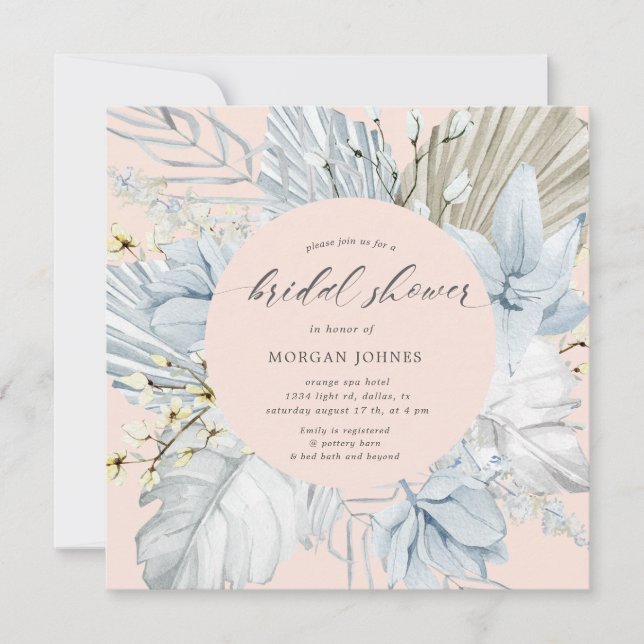 elegant blush bohemian floral Bridal Shower  (Front)