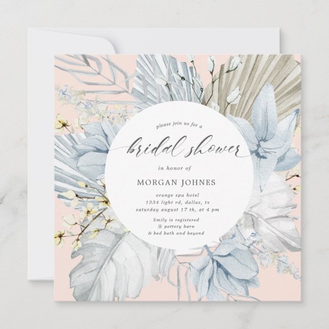 elegant blush bohemian floral Bridal Shower  (Front)