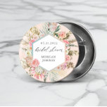 Elegant Blush Bohemian Floral Bridal Shower 3 Cm Round Badge<br><div class="desc">Our "Bohemian Elegant Floral" collection features beautiful blush and light teal florals with ample dry foliage on various pastel backgrounds paired with an elegant script for all your personal information. We are positive that you are going to love to mix and match different items from this collection. Check our store...</div>