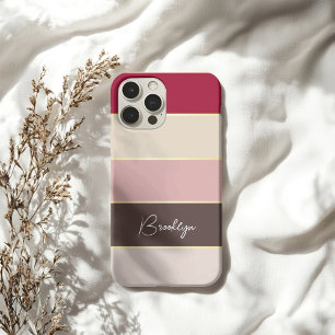 Elegant blush brown Personalised Colour Stripes iPhone 16 Case