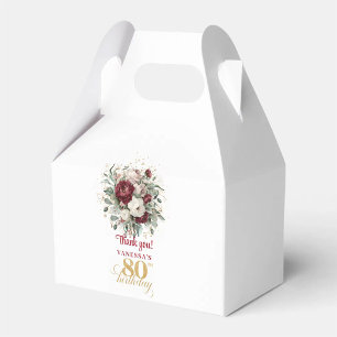 Elegant Blush Burgundy 80th Birthday Favour Box
