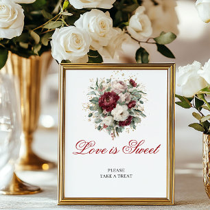 Elegant Blush Burgundy Love is Sweet 8x10 Wedding  Poster