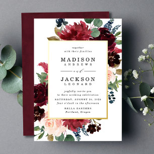 Elegant Blush Burgundy Navy Floral Wedding