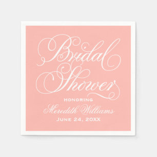 Elegant Blush Calligraphy Wedding Bridal Shower Napkin