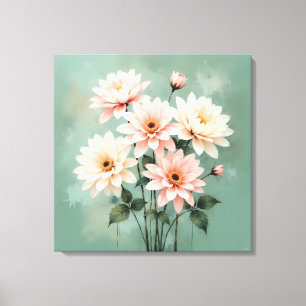 Elegant Blush Chrysanthemum Art Canvas Print