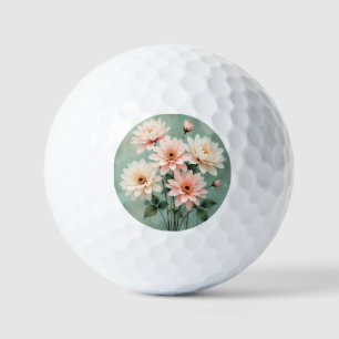 Elegant Blush Chrysanthemum Art Golf Balls