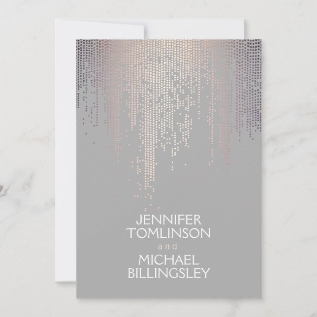 Elegant Blush Confetti Dots on Light Grey Invitation (Front)