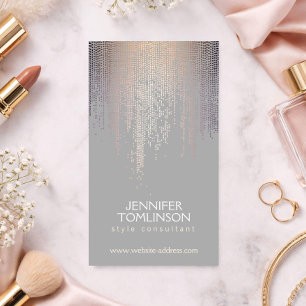 Elegant Blush Confetti Rain Pattern Grey Business Card