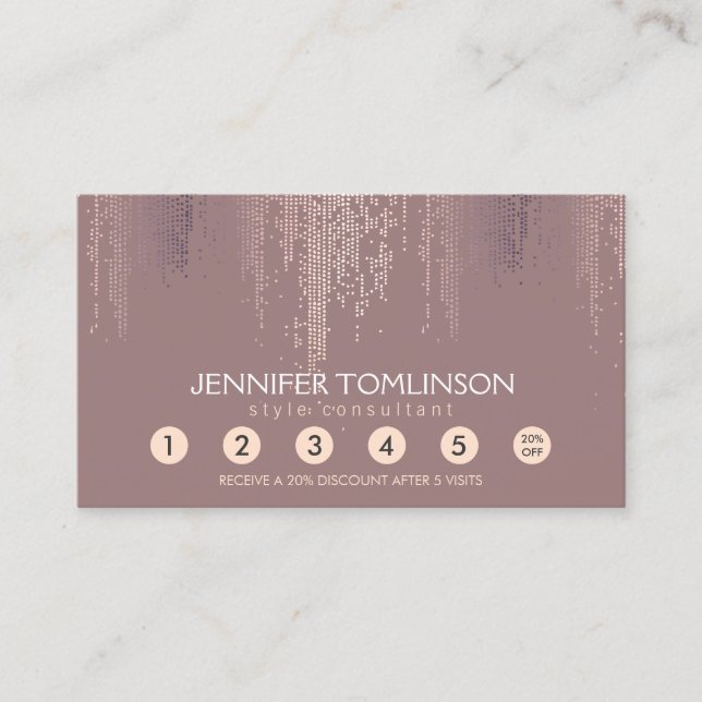 Elegant Blush Confetti Rain Pattern Loyalty Card (Front)