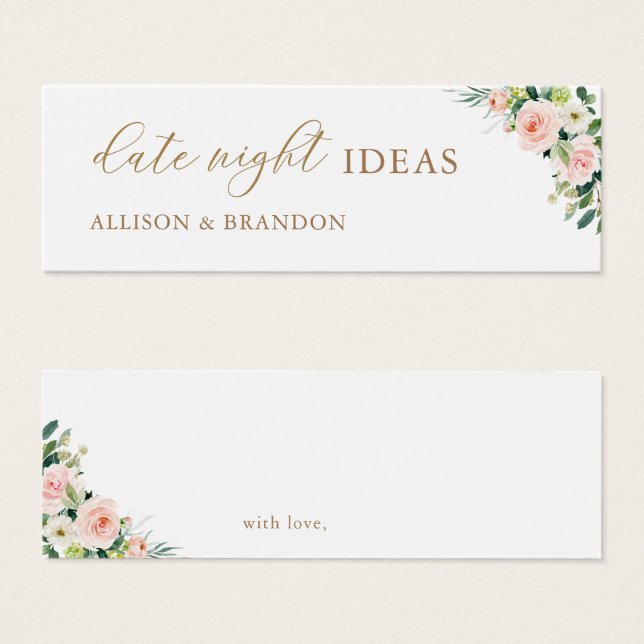 Elegant Blush Date Night Ideas Wedding Shower Card (Front & Back)