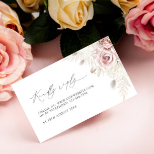 Elegant Blush Dusty Rose Floral Wedding RSVP Cards