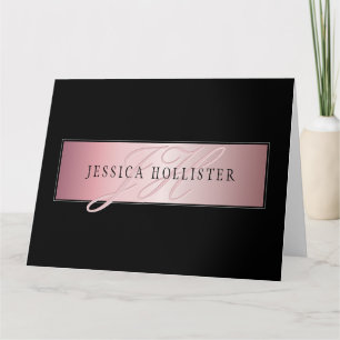 Elegant Blush Faux Rose Gold   Name & Initials Card
