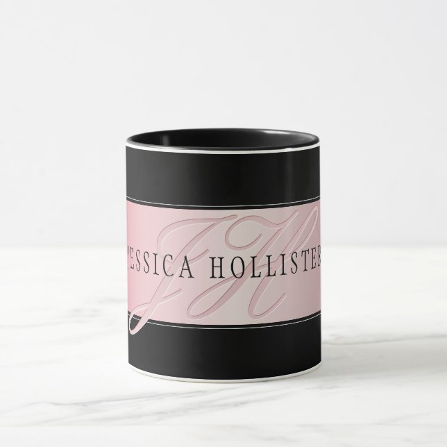 Elegant Blush Faux Rose Gold | Name & Initials Mug (Center)