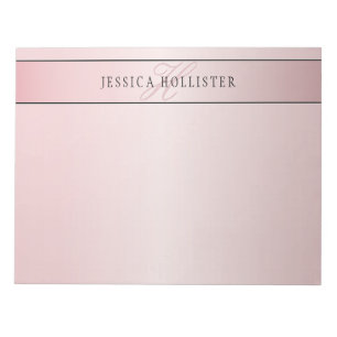 Elegant Blush Faux Rose Gold   Name & Initials Notepad