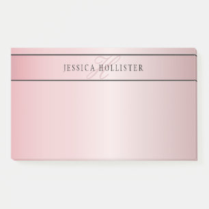 Elegant Blush Faux Rose Gold   Name & Initials Post-it Notes