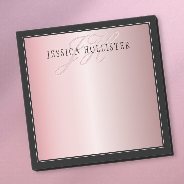Elegant Blush Faux Rose Gold | Name & Initials Post-it Notes (Creator Uploaded)