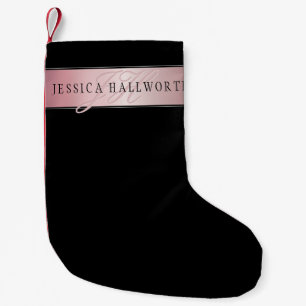 Elegant Blush Faux Rose Gold   Name & Initials Small Christmas Stocking