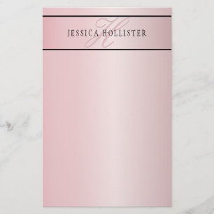 Elegant Blush Faux Rose Gold Name & Initials Stationery